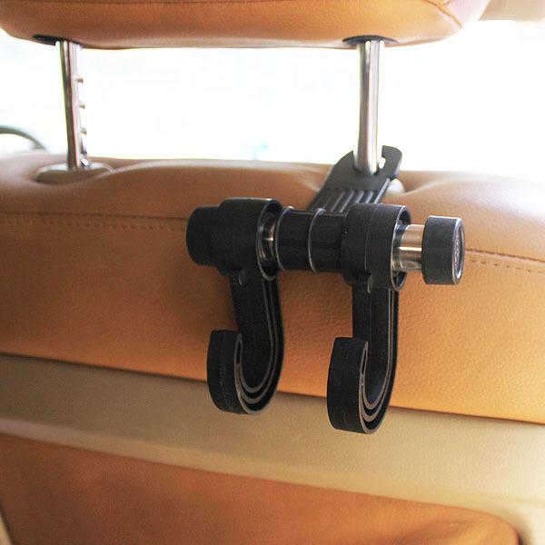 Easy double hook hanger in car - bags clothes stuff organizer black