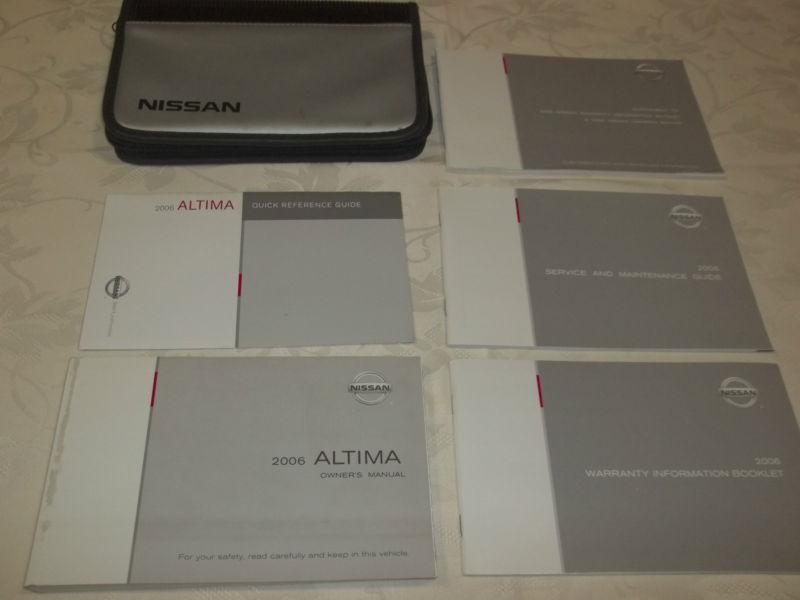 2006 nissan altima owner manual 6/ps set + gray & black nissan zippered case