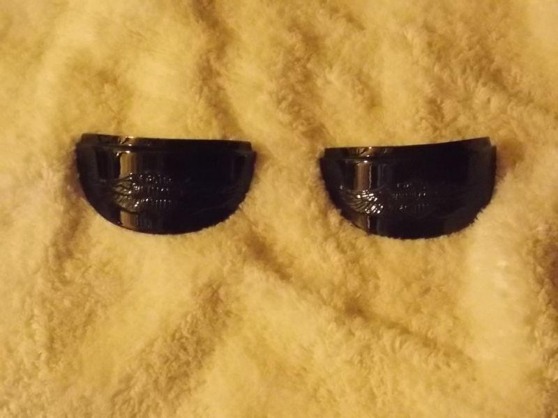 Gloss black powdercoated harley signal visors