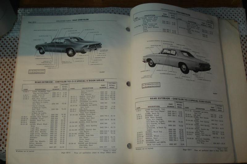 Purchase 1963 PLYMOUTH CHRYSLER DODGE COLLISION PARTS BOOK ORIGINAL