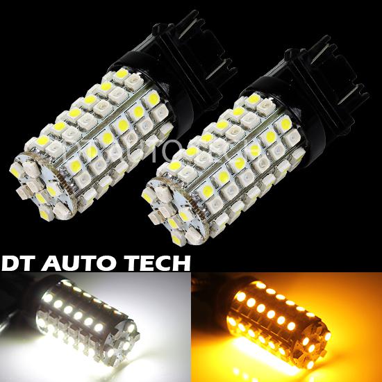 3157 dual color switchback white/amber led turn signal corner light bulbs