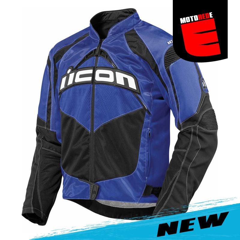 Icon contra motorcycle textile jacket blue black white large lg l