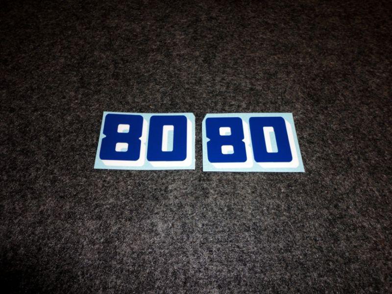 Kawasaki 1985 kdx80 side cover decals blue/white