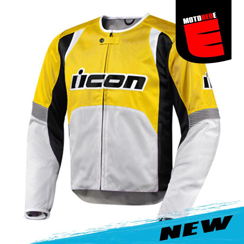 Icon overlord motorcycle textile jacket yellow black white medium med m