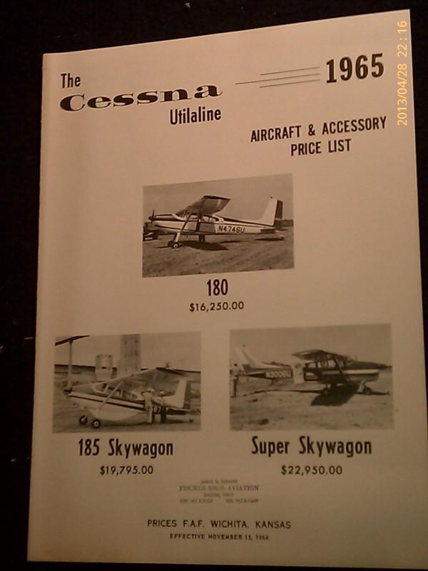 Cessna utilaline aircraft & accessory price list 180 185 & super skywagon 1965