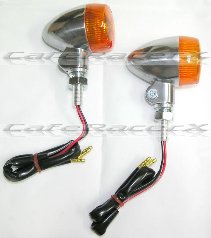 Polished aluminum with clear lens bullet turn signal lights universal motorcycle