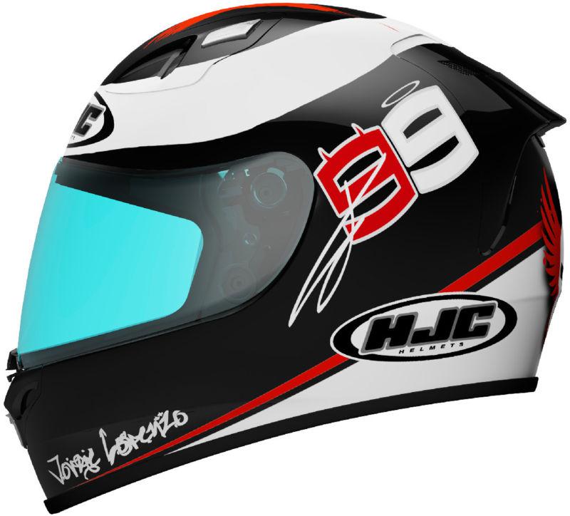 Hjc fg-17 x-fuera lorenzo black white red large l lg lrg motorcycle helmet