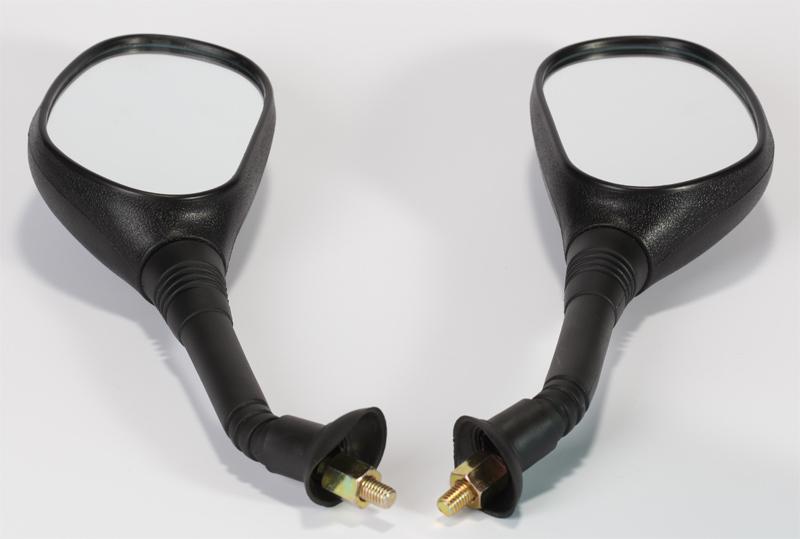 A black right& left side universal mirrors for scooters, mopeds, atv, motorbikes