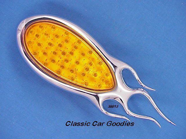 1938-1939 Ford Tail Lights (2) Amber Led. Chrome Flames 12V, US $69.99, image 2