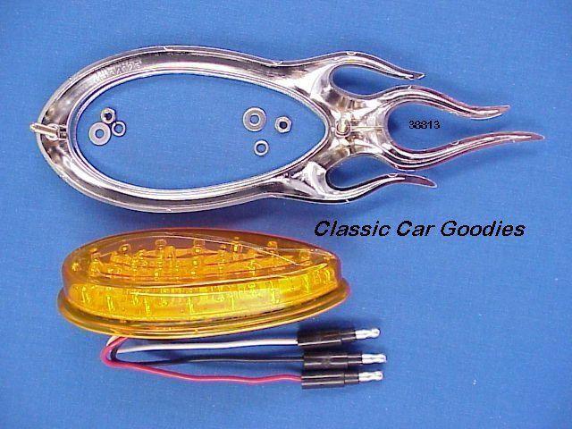 1938-1939 Ford Tail Lights (2) Amber Led. Chrome Flames 12V, US $69.99, image 5