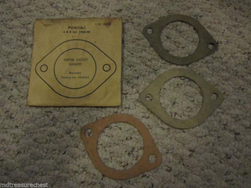 1933-1946 34 35 36 37 38 39 pontiac 6 & 8cyl water outlet gasket 494904 lot of 3