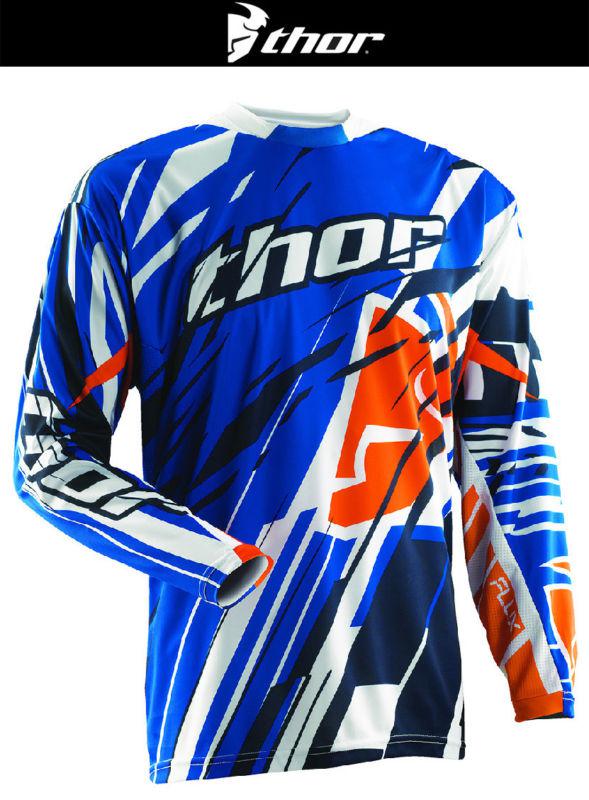 Thor flux shred blue orange dirt bike jersey motocross mx atv 2014