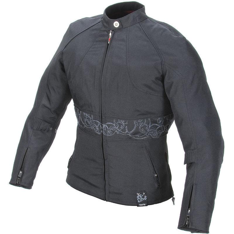 Power trip jet black ii ladies womens motorcycle jacket xs
