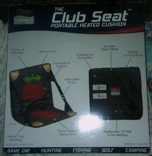 The club seat portable heated cushion  fishing camping gameday by tranquil ease