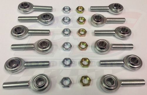 Micro sprint 3/8&#034; steel fk rod ends / heims with jam nuts- pack of 12 total