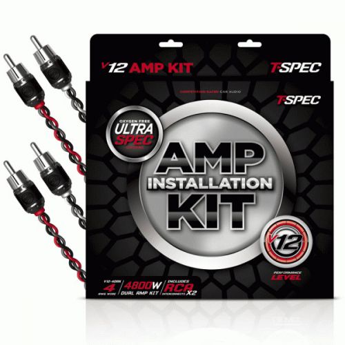 T-spec v12-4dak amp installation kit 4800w with 4 awg and dual rca cables new