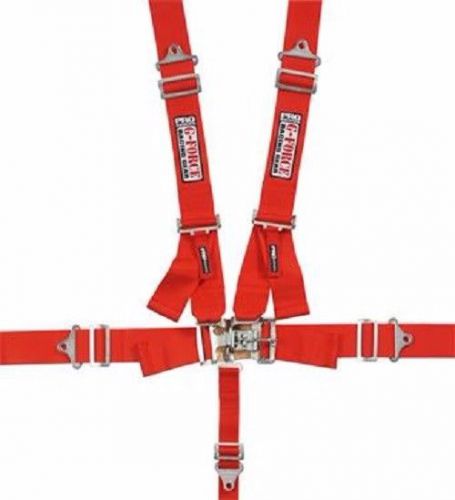 G-force 6000rd 5 point 16.1 sfi racing harness latch seat belts - red