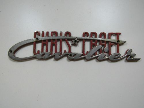 Vintage chris craft cavalier script  metal emblem ornament nameplate badge tag