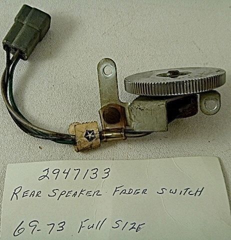 1969 1970 1971 1972 1973 plymouth dodge chrysler mopar rear speaker fader switch