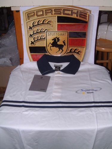 Porsche design men's nos 2004 supercup polo shirt in white. usa l = euro xl.
