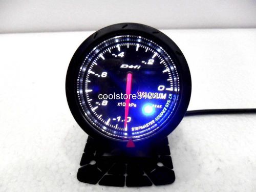 Jdm black face non smoke car vacuum gauge meter white or blue led 60mm