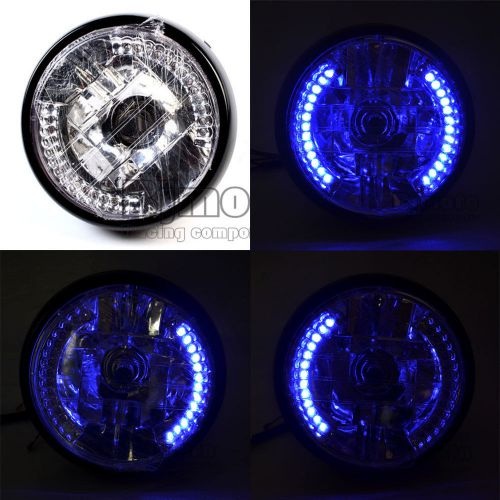 7" motorcycle blue led turn signal indicators headlight for honda suzuki