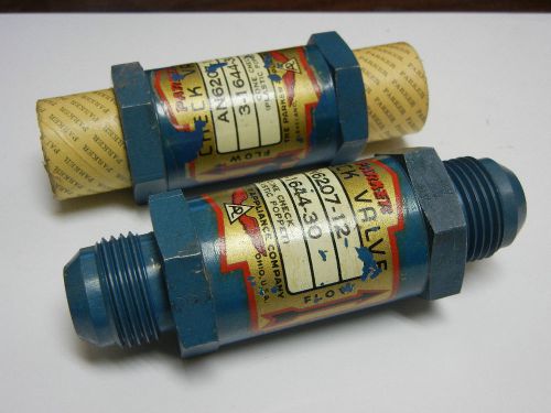 Lot of 2 parker check valves an6207-12 1500 psi aircraft valve  lowrider race