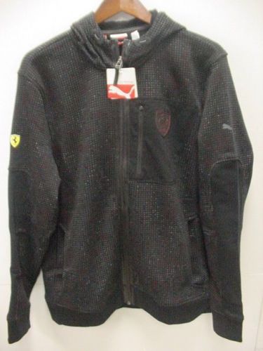 *ferrari/puma*hooded sweat black full zip lt weight jacket* new w/tags*men's lrg