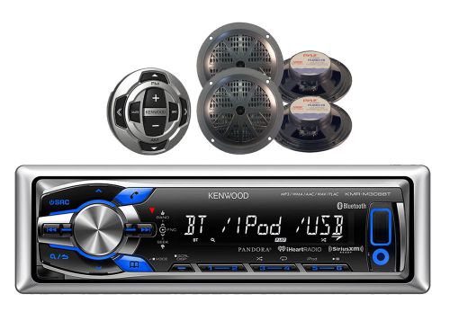 Kenwood boat mp3 usb iphone pandora radio w/bluetooth &amp; 4 speakers+ wired remote