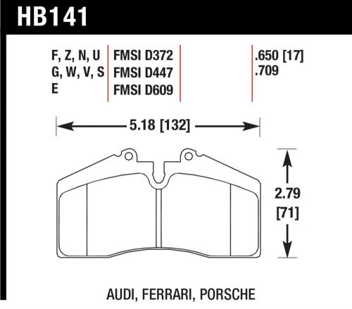 Hawk performance hb141n.650 disc brake pad fits 86-98 456 gt 911 928 944 968
