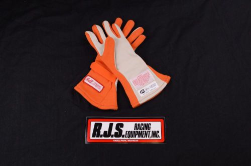Rjs racing equipment sfi 3.3/5 double layer nomex racing gloves medium orange