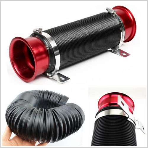 One set 3" washable extendable car cold air intake flexible hose pipe tube kits