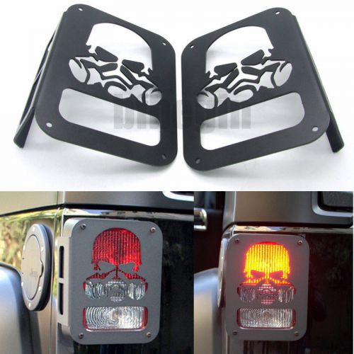 2pcs 2x skull tail light rear guards covers protector for jeep wrangler jk 07-16