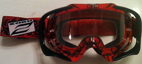 Zoan red crossbones goggles clear spherical lens snowmobile dirt skiing adult