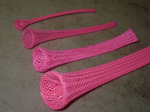 3/8 braided expandable sleeving neon pink techflex25'