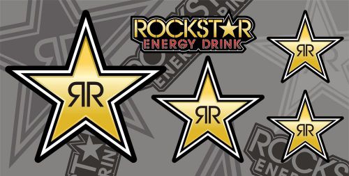 Rockstar energy drink decals 5 stickers 6x12" sheet race mx dirt bike truck atv