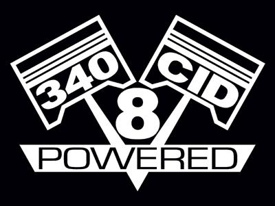 2 v8 340 cid engine piston decal set sticker emblems