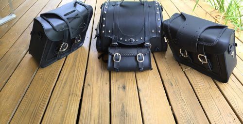 Viking hard leather motorcycle bag set new