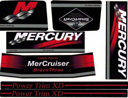 Mercruiser the new 2016 bravo three twin prop   decals w/red rams sticker set