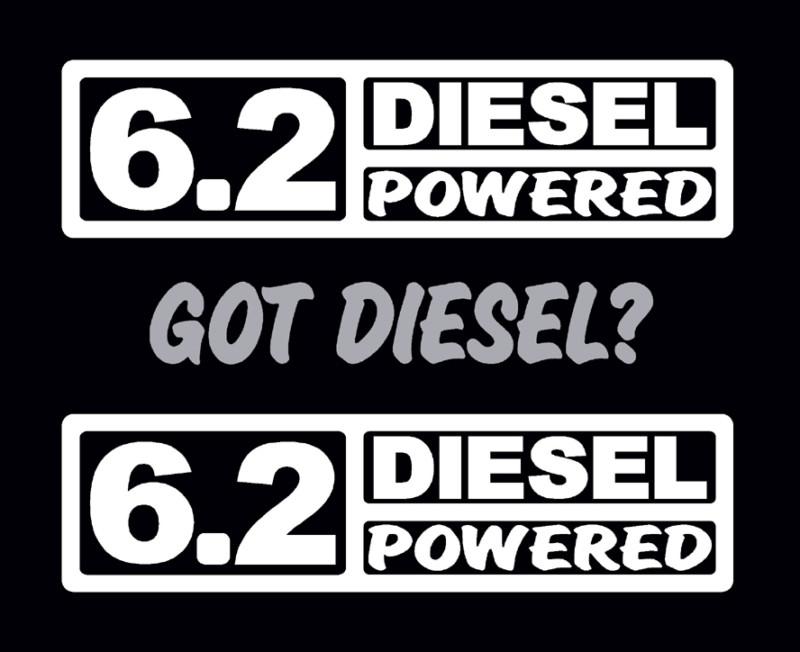 2 diesel powered 6.2 decals 2 chrome got diesel? gm v8 emblem badge stickers