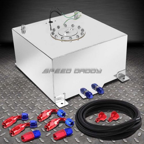 15.5 gallon polish aluminum fuel cell tank+cap+level sender+nylon fuel line kit
