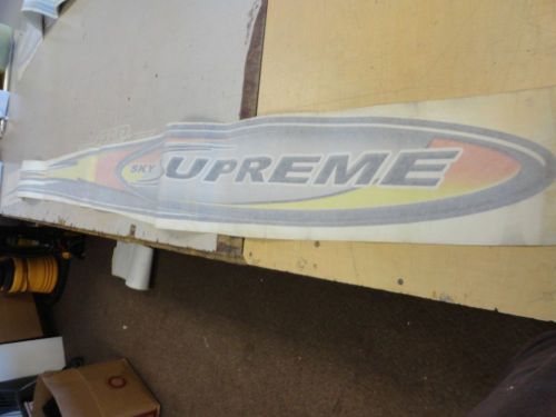 Sky supreme decal black white yellow gray orange 115-1/4&#034; x 9-7/8&#034; marine boat