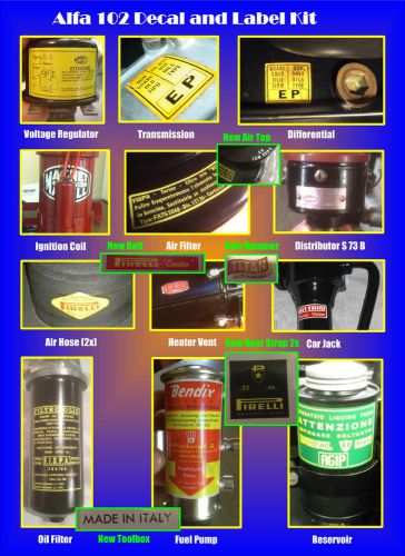Alfa romeo 2000 102 touring label kit, more labels added