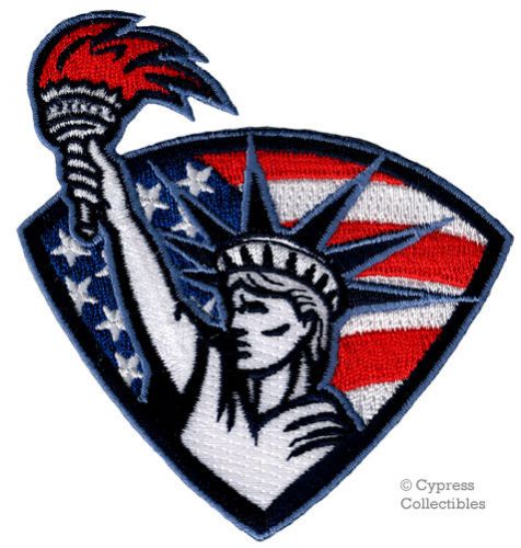 Patriotic biker patch embroidered statue of liberty iron-on freedom emblem usa