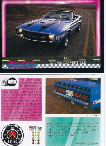 1970 shelby gt-500 convertible      collector card  2 1/2&#034;x3 1/2&#034;