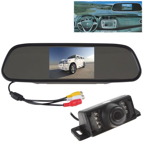 5&#034; tft lcd car rear view mirror monitor + 7 ir lights camera parking system kit