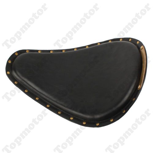 Black leather brass rivets bobber solo saddle seat for harley sportster dyna xl