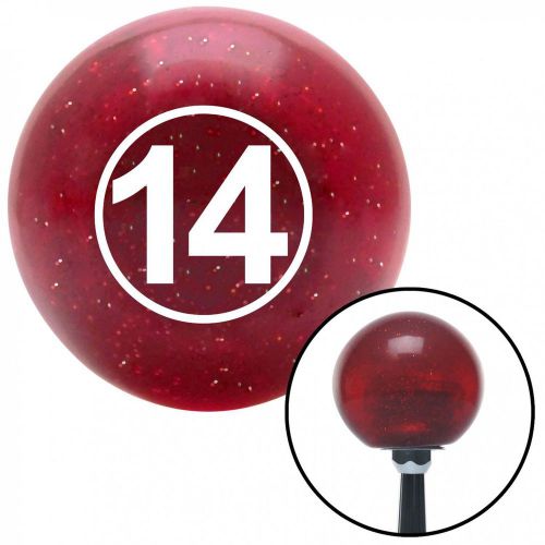 White ball #14 red metal flake shift knob with 16mm x 1.5 insert 9 inch bert