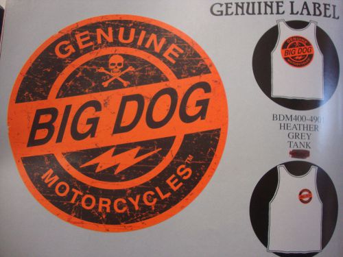 Big dog motorcycles genuine label large shirt sleeveless chopper k-9 pitbull