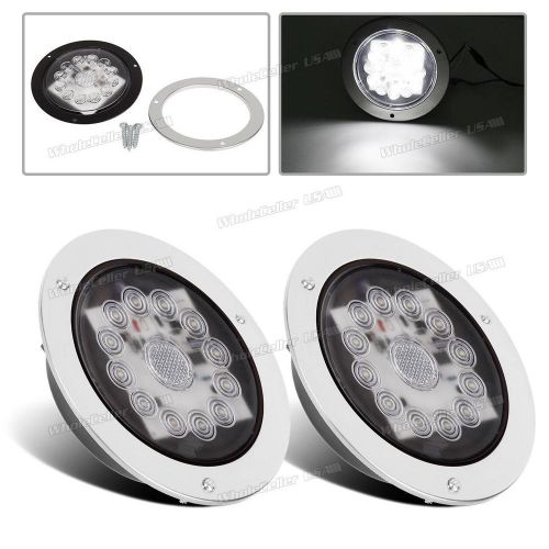 2pcs 4" white s/t/t backup fog truck&amp;trailer rv flash lights flange mount 16 led